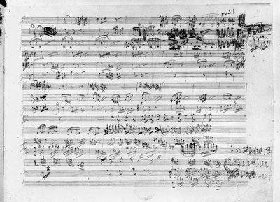 Autograph Partiturblatt für das Trio mi bemol opus 3 von Ludwig van Beethoven